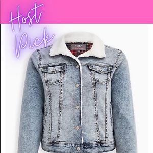 🔥Host Pick 🔥 TORRID Denim plaid lined jacket with Sherpa lining 2X 18-20 New